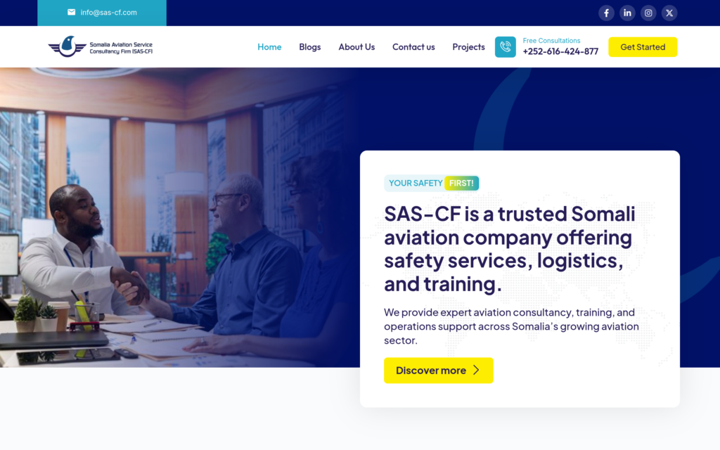 Somali Aviation Services & Consultancy website screenshot
