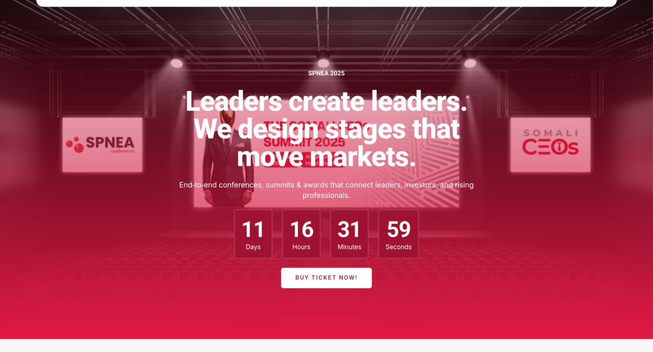 SPNEA Conferences live website homepage - desktop view